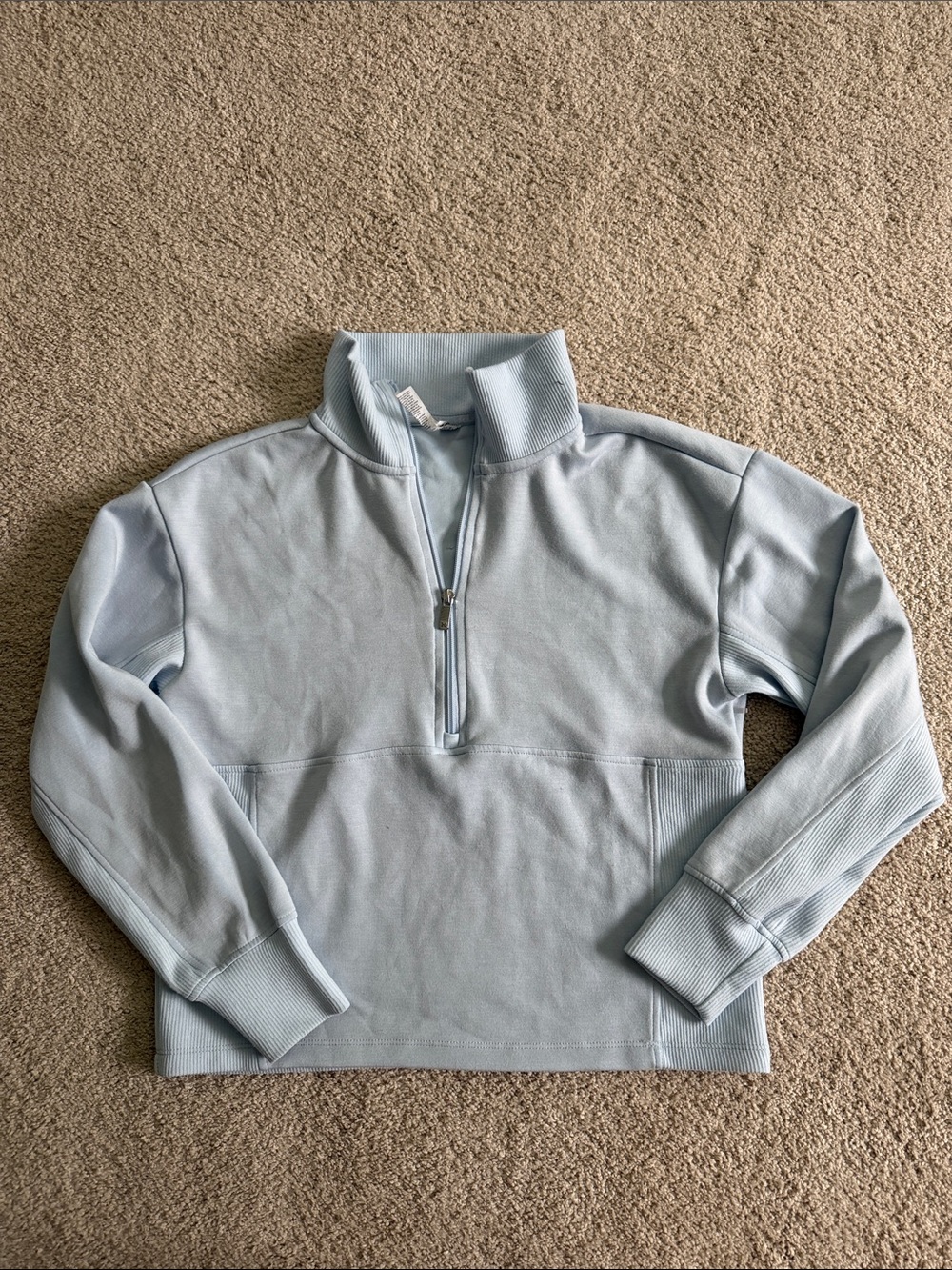 Light Blue Half-Zip Pullover Sweatshirt